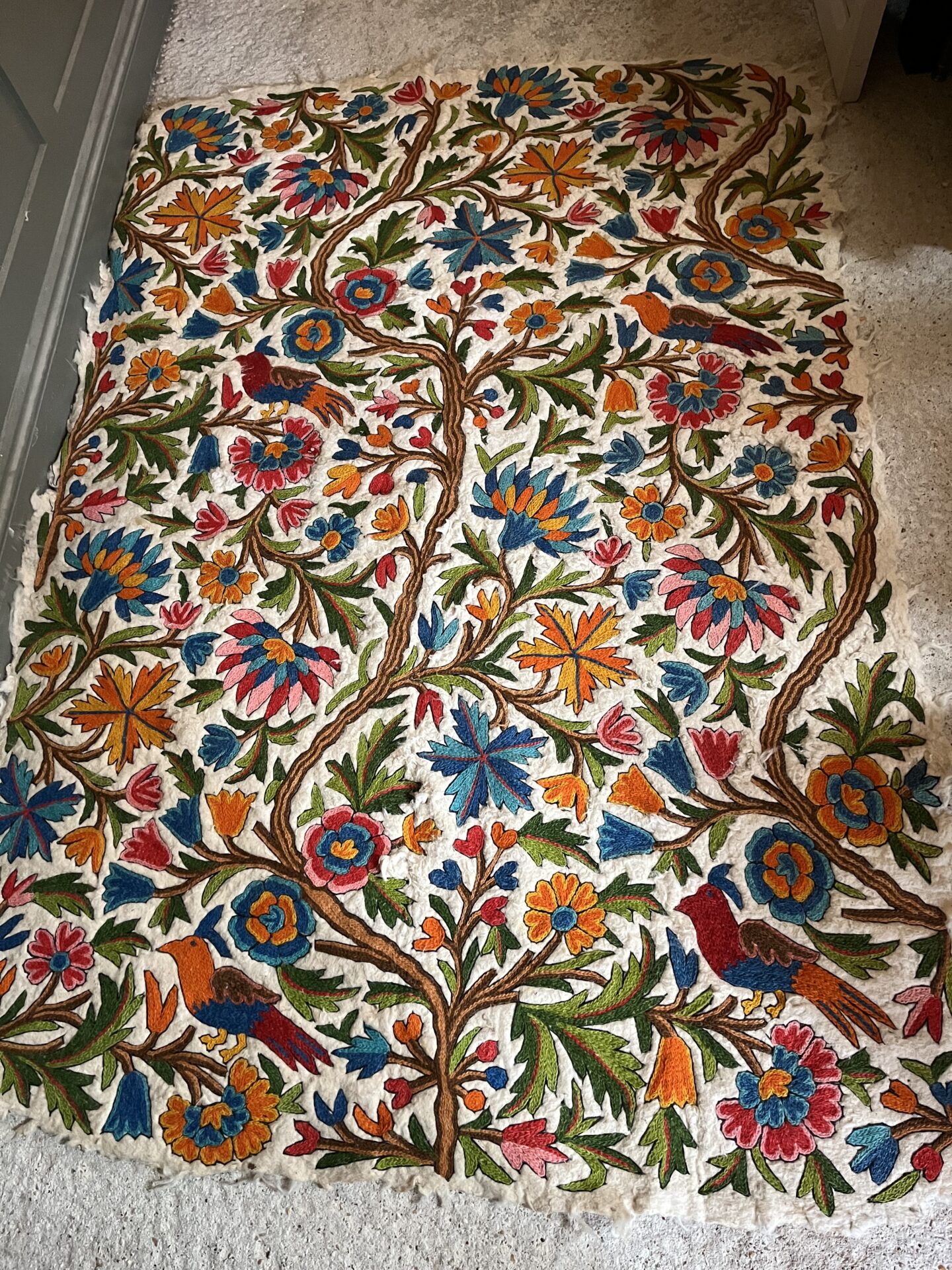Vintage Crewel Work Rug - The Retro Business